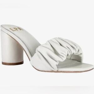 LPA White Ruched Heeled Mules
